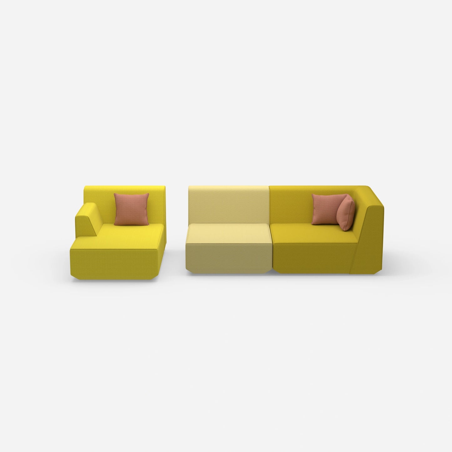 Canapé 2 places avec pouf vu de face