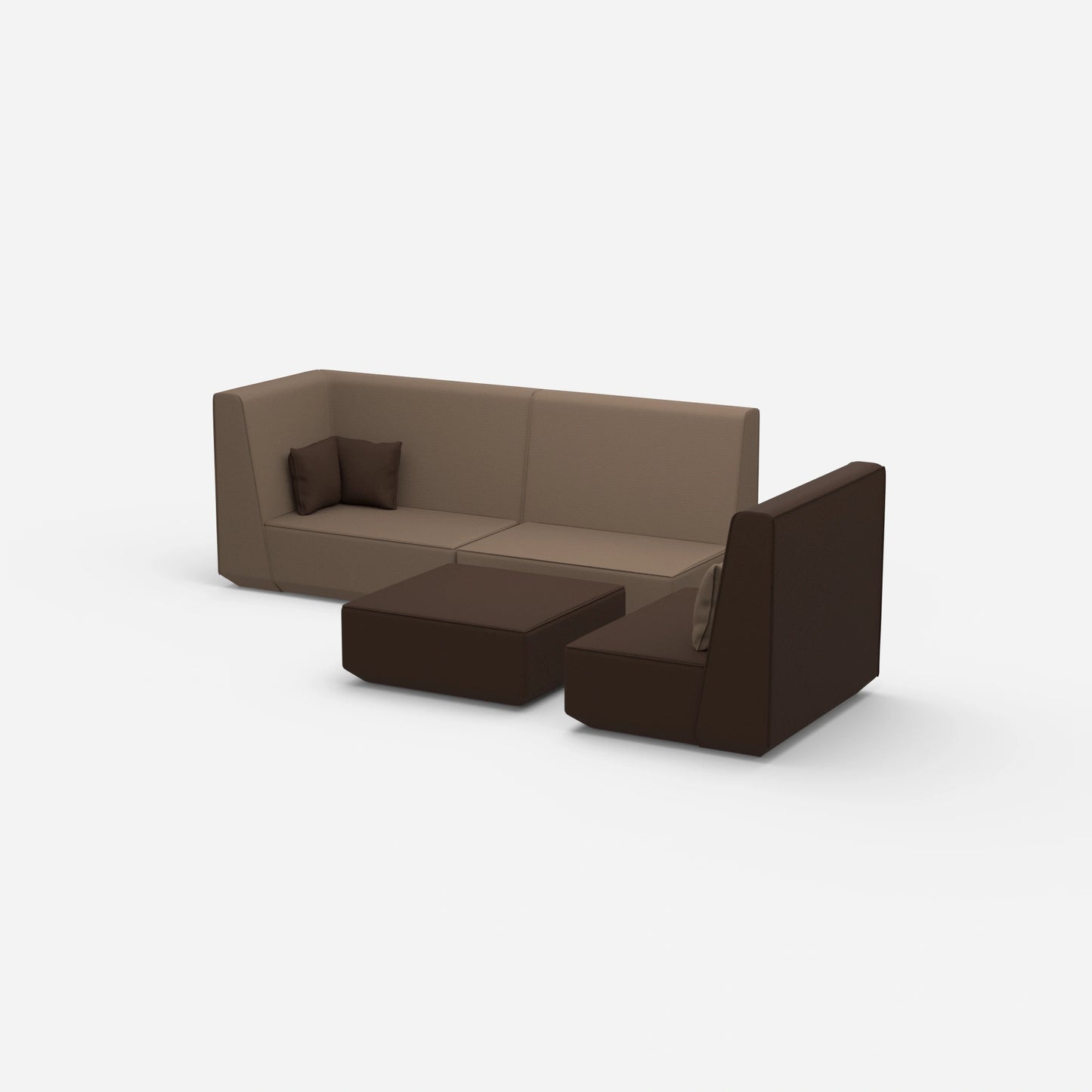 Canapé trois places avec fauteuil vu de côté