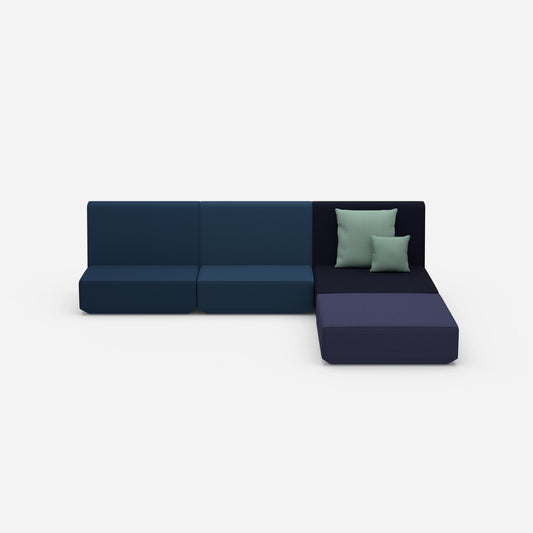 Canapé d'angle avec dossier haut vu de face