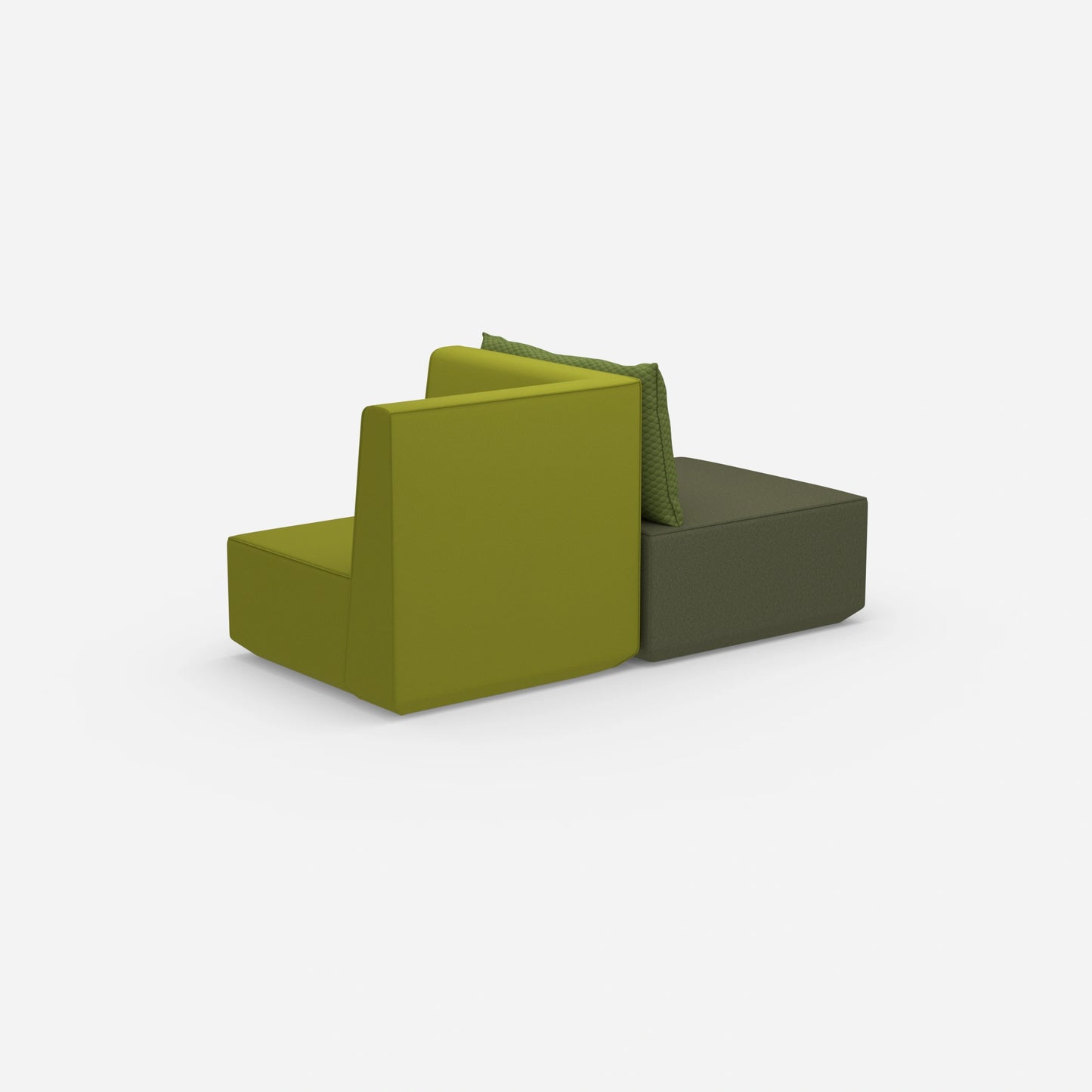 Petit banc rembourré vu de derrière