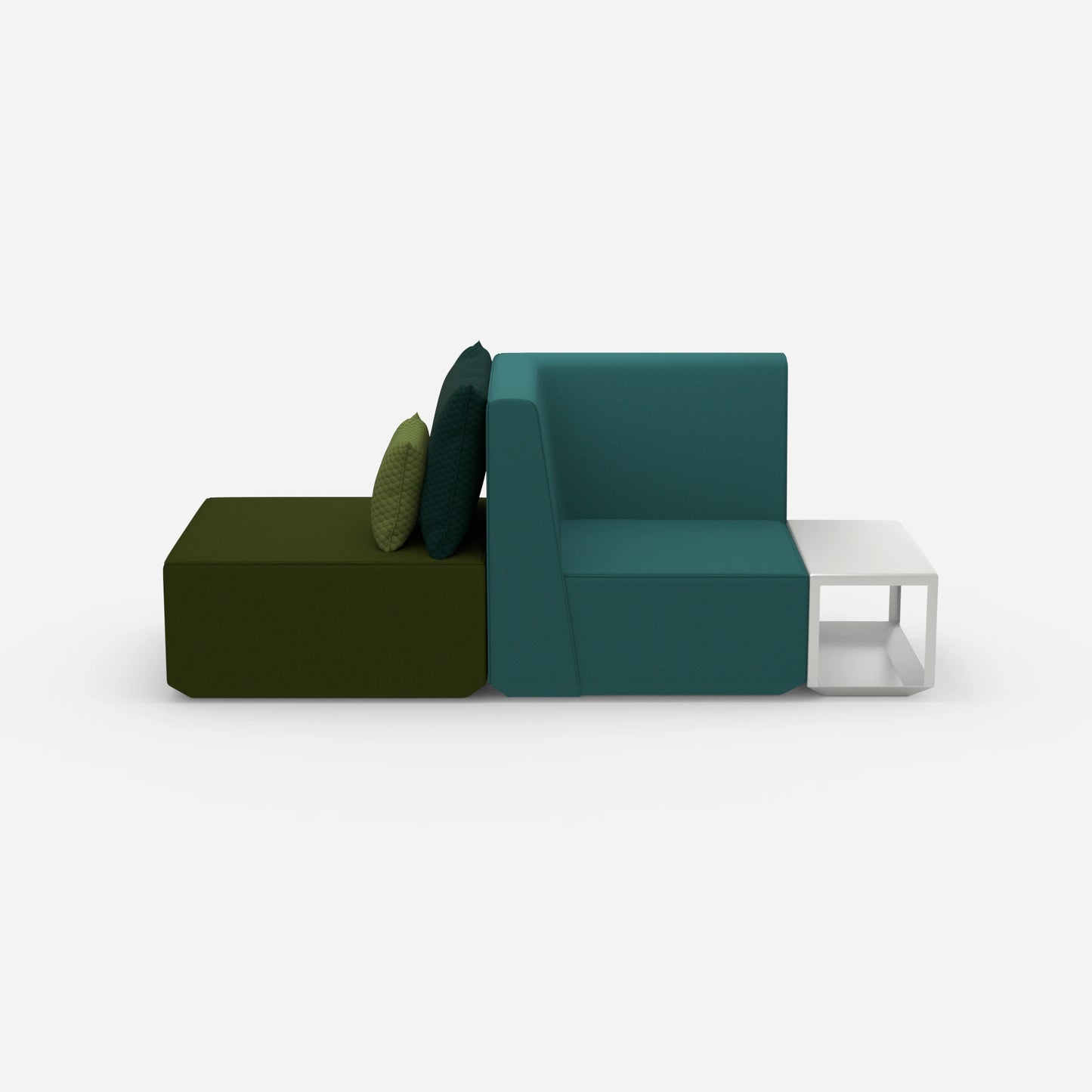 Petit banc rembourré vu de face