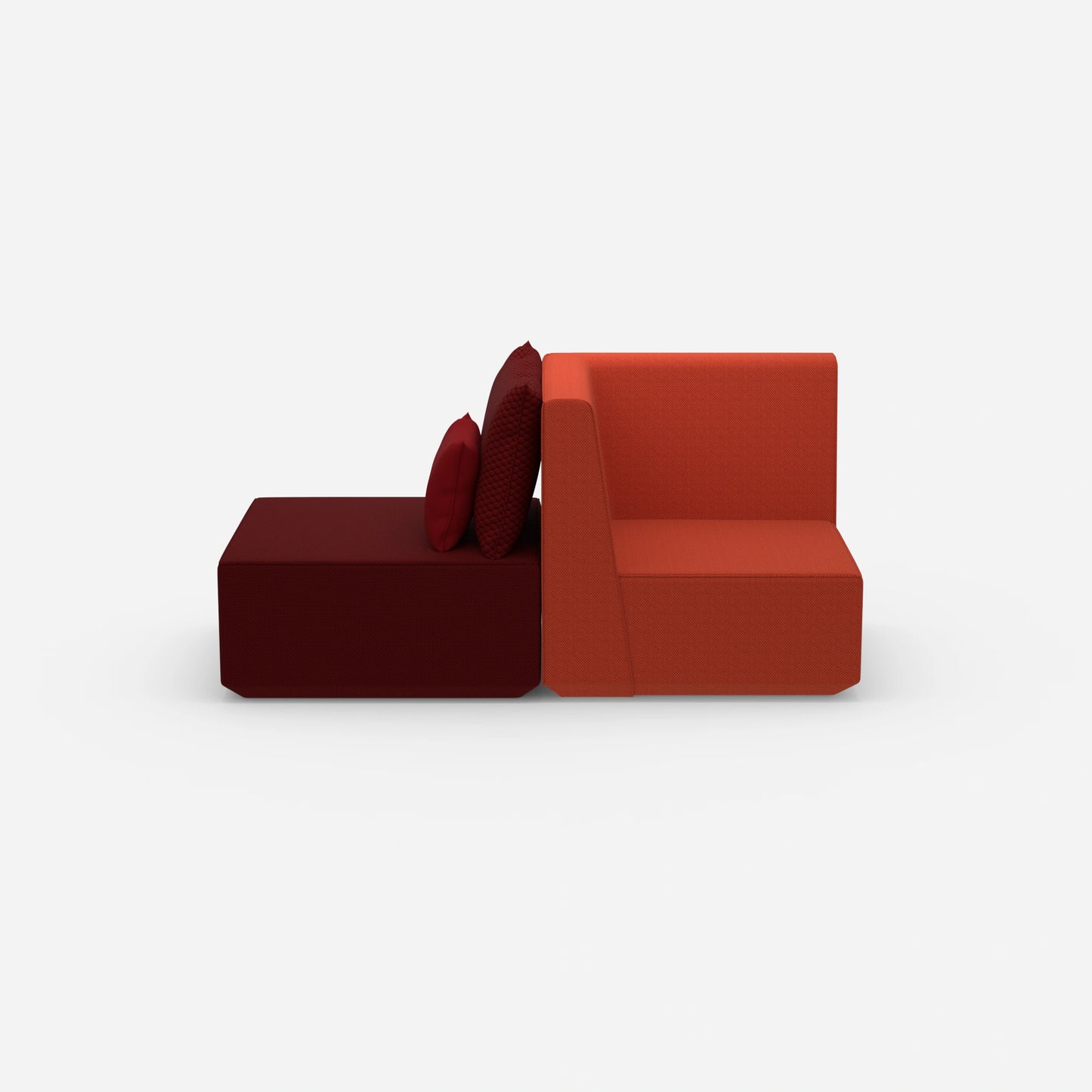 Petit banc rembourré vu de face