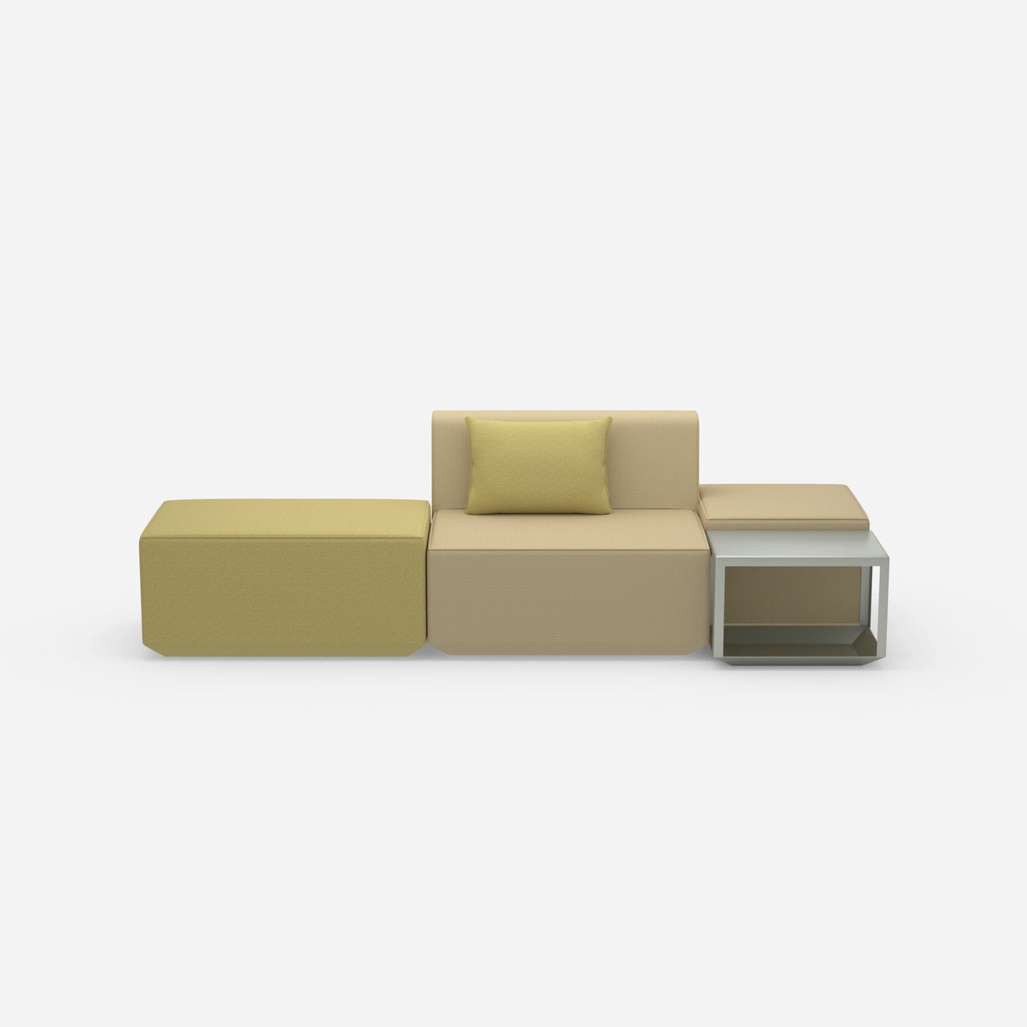 Banquette moderne dans le couloir, vue de face