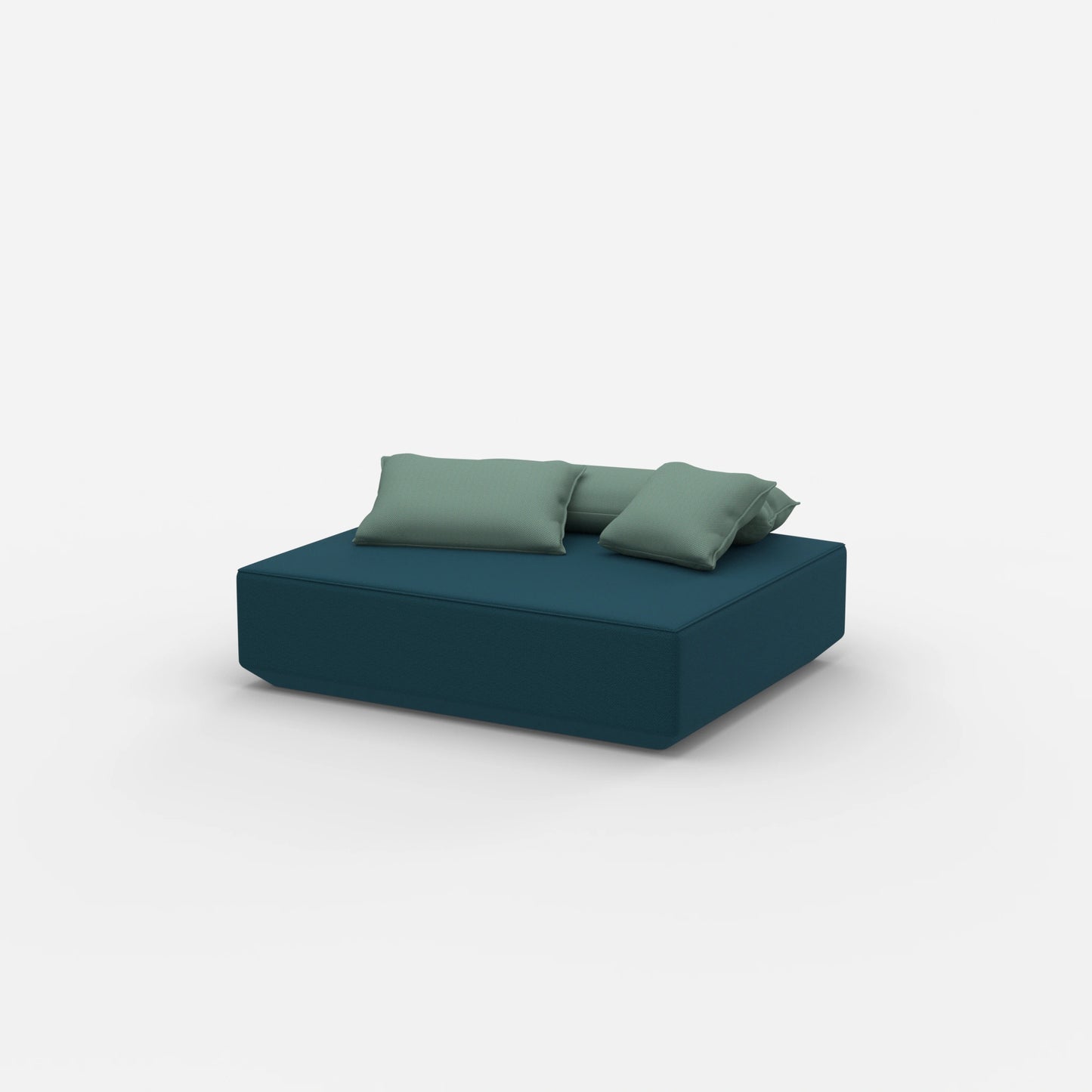 Pouf moderne petrol vu de côté