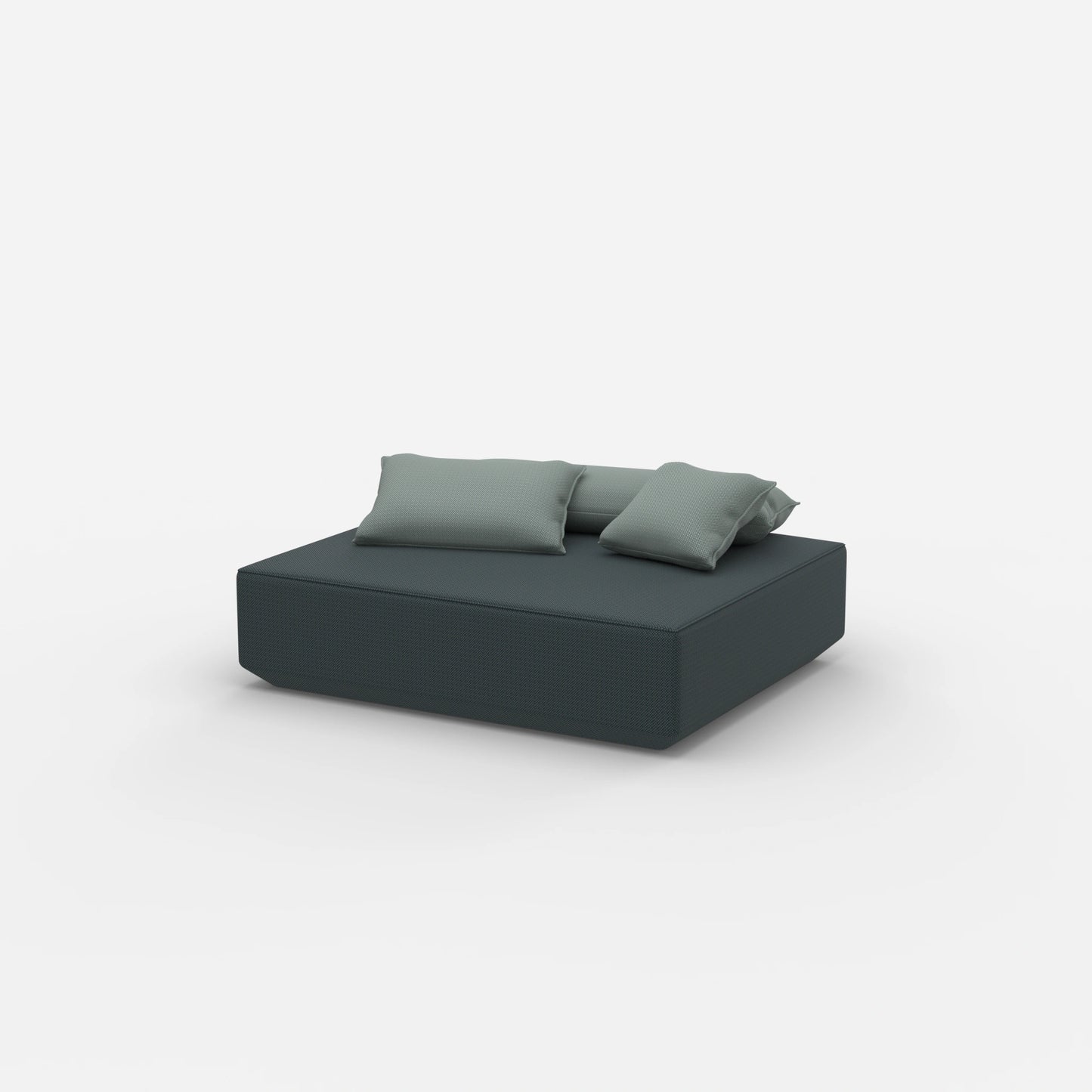 Pouf moderne petrol vu de côté