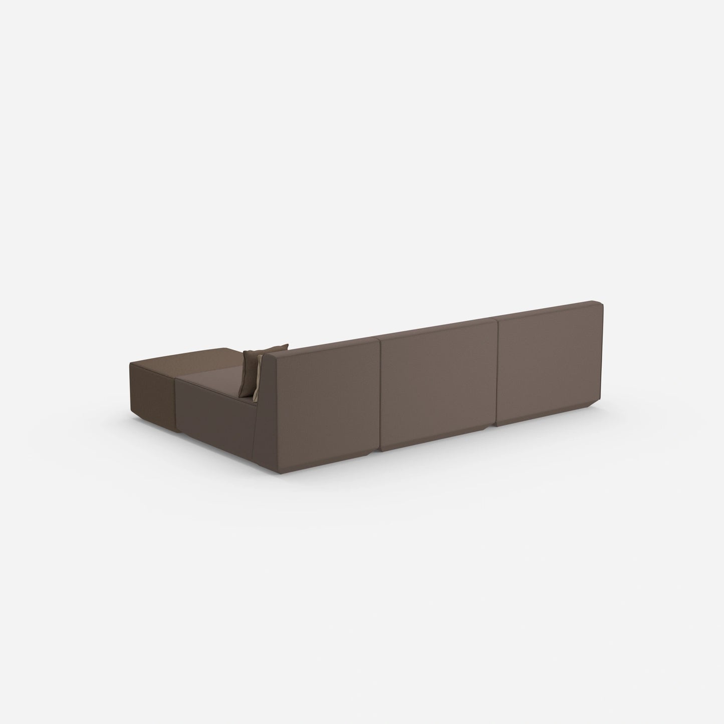 Canapé d'angle modulaire vu de l'arrière