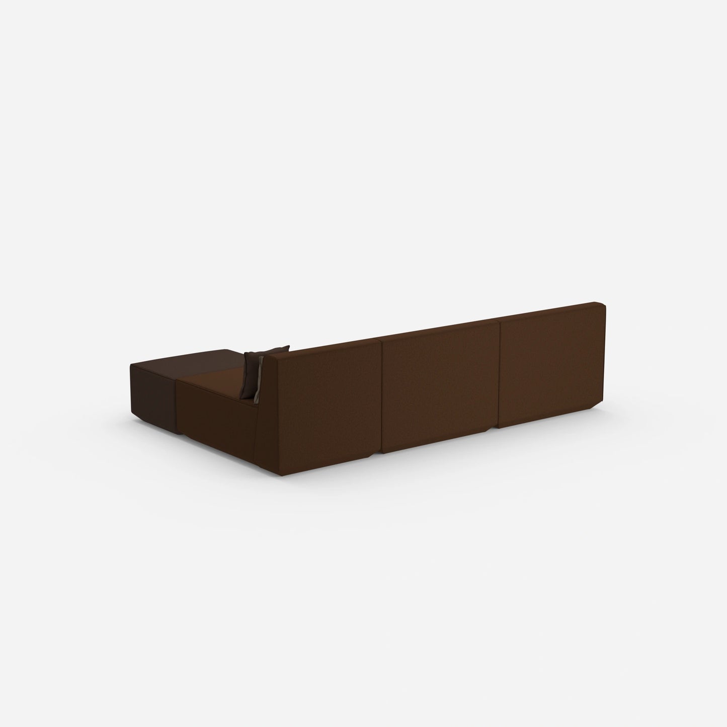 Canapé d'angle modulaire vu de l'arrière