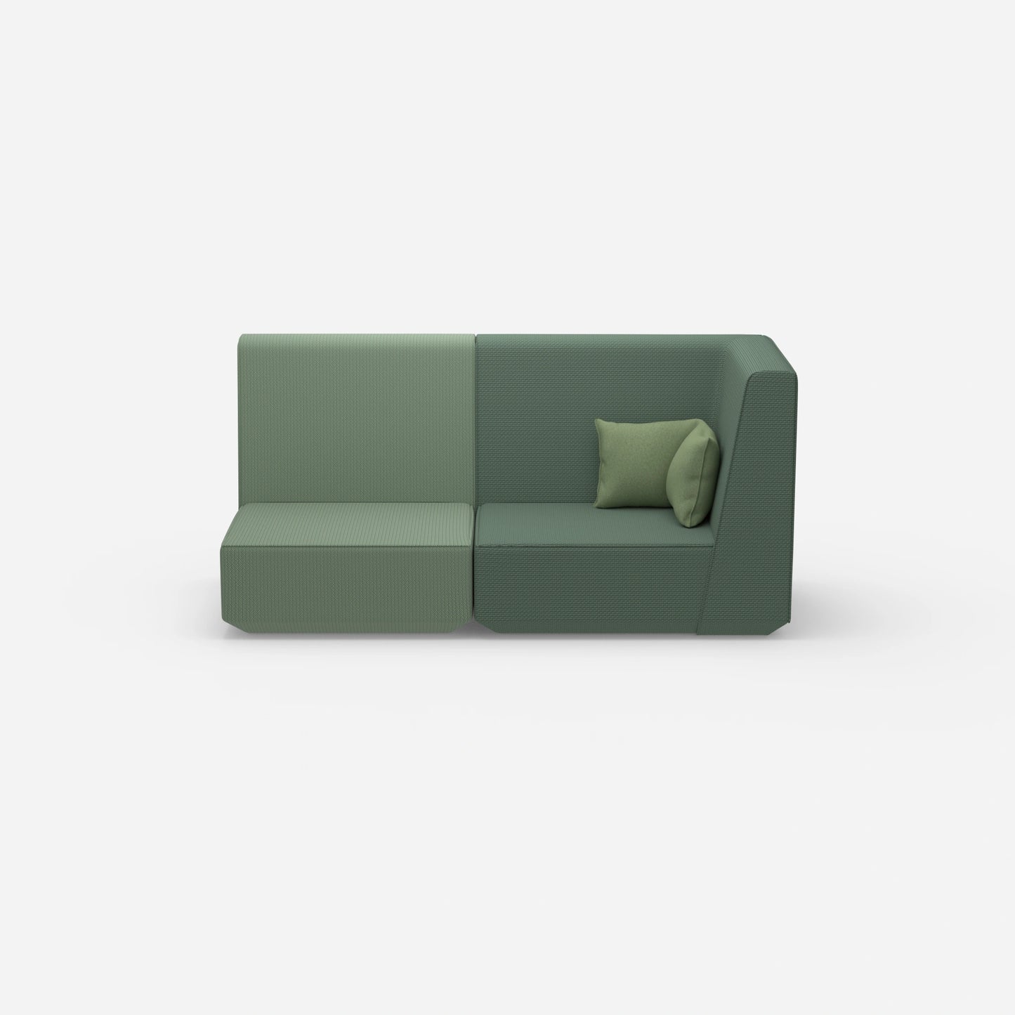 canapé modulable vert avec dos haut de face