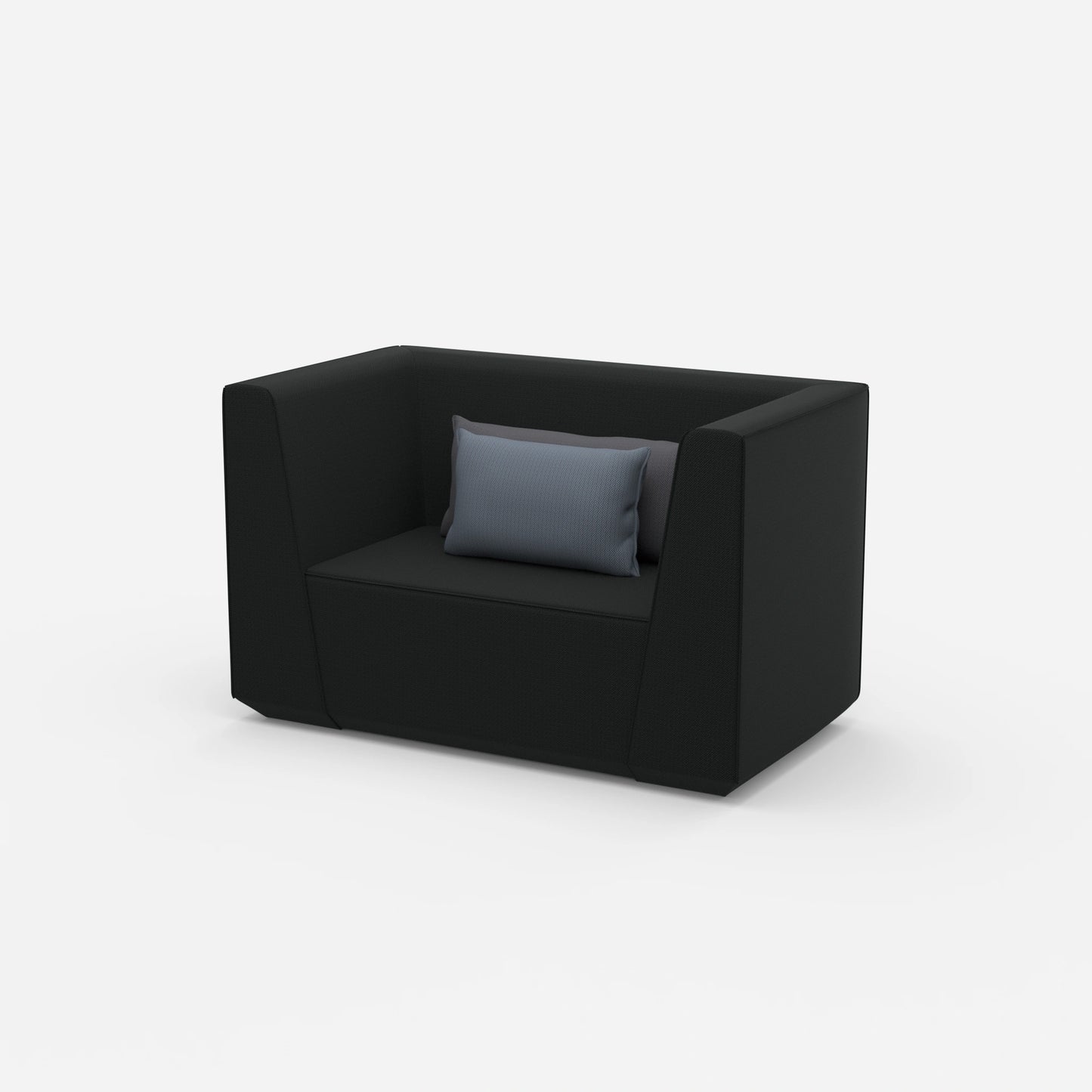 Fauteuil rembourré avec dossier haut vu de côté