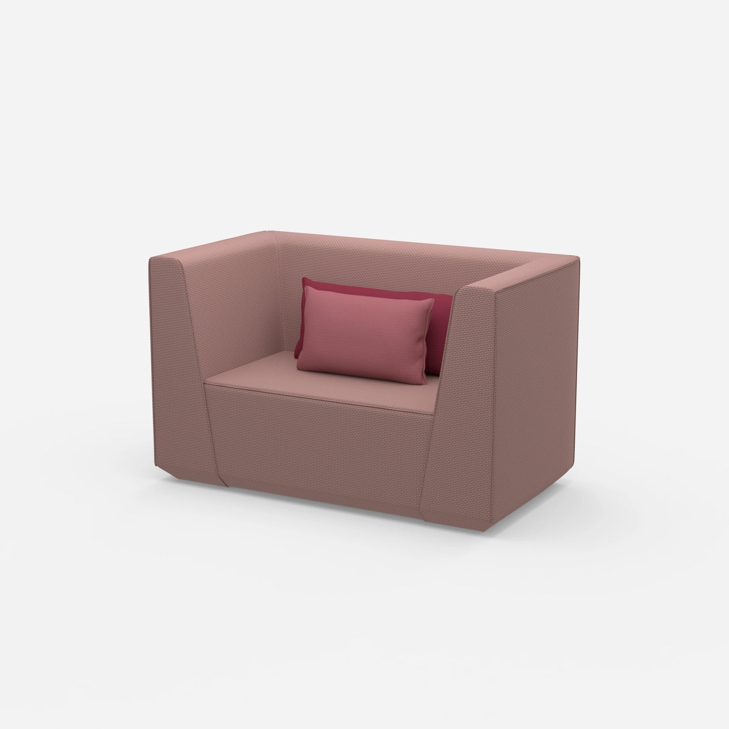 Fauteuil rembourré avec dossier haut vu de côté