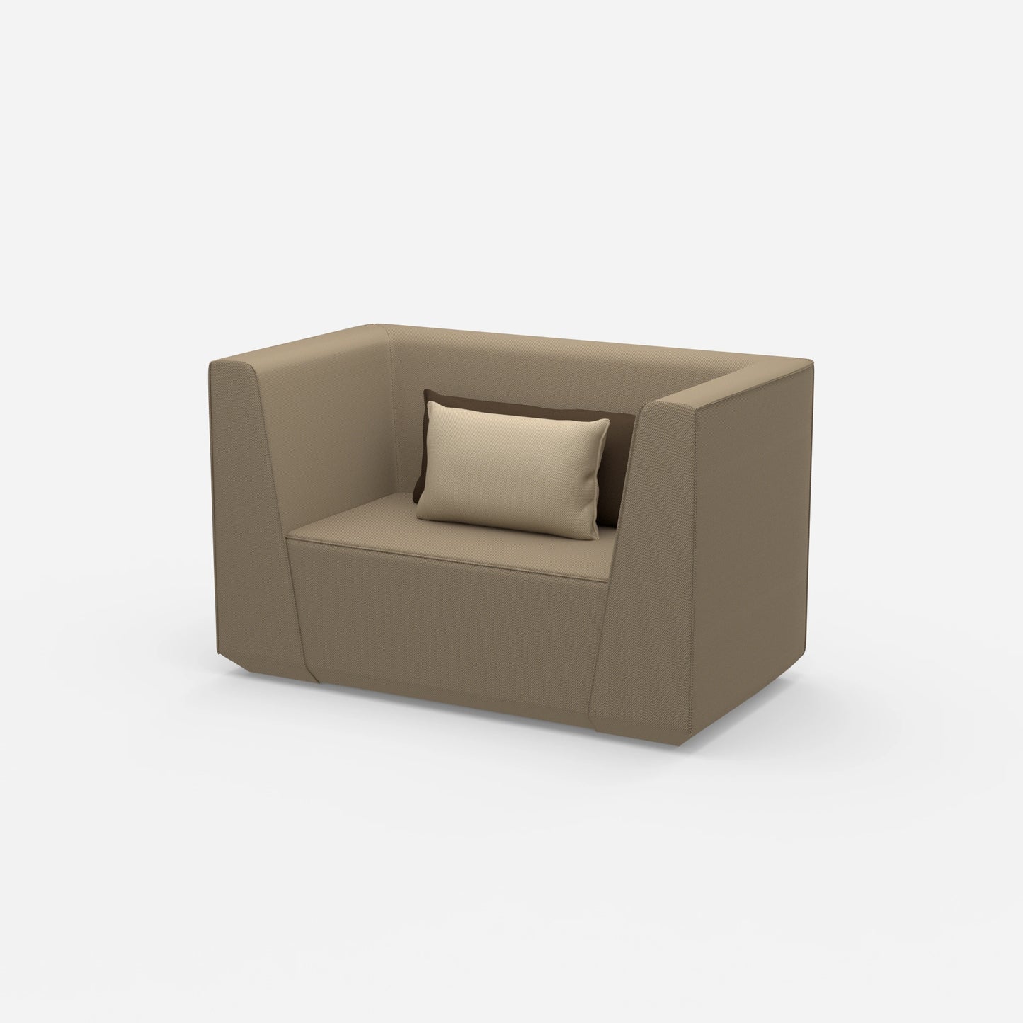 Fauteuil rembourré avec dossier haut vu de côté