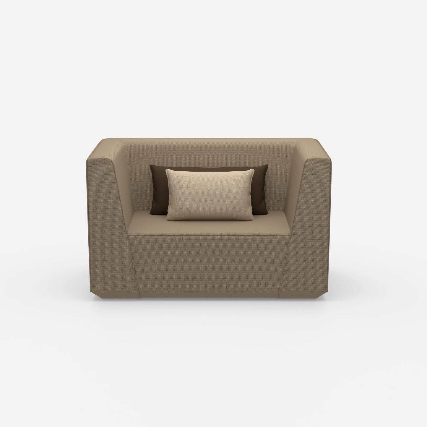 Fauteuil rembourré avec dossier haut vu de face