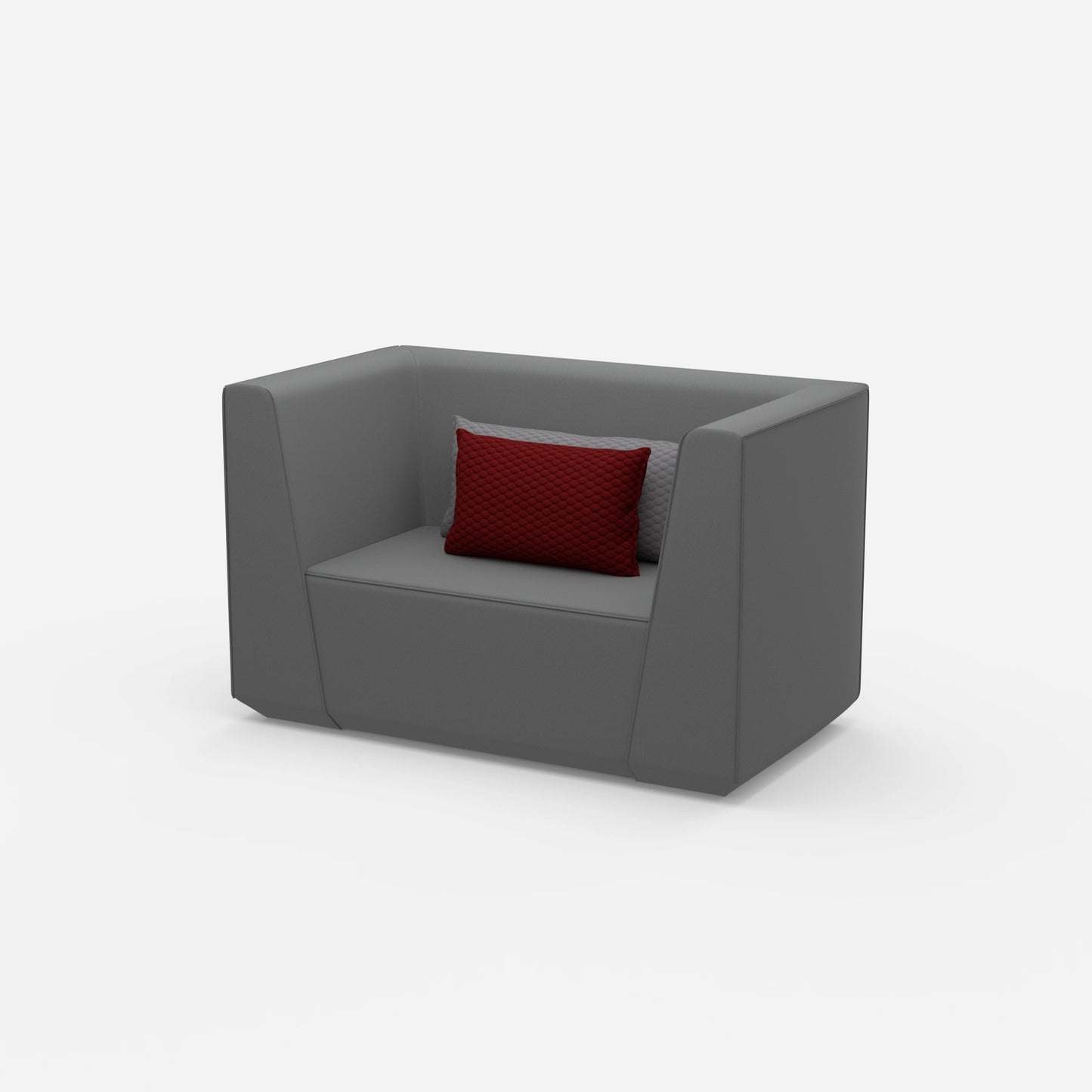 Fauteuil rembourré avec dossier haut vu de côté