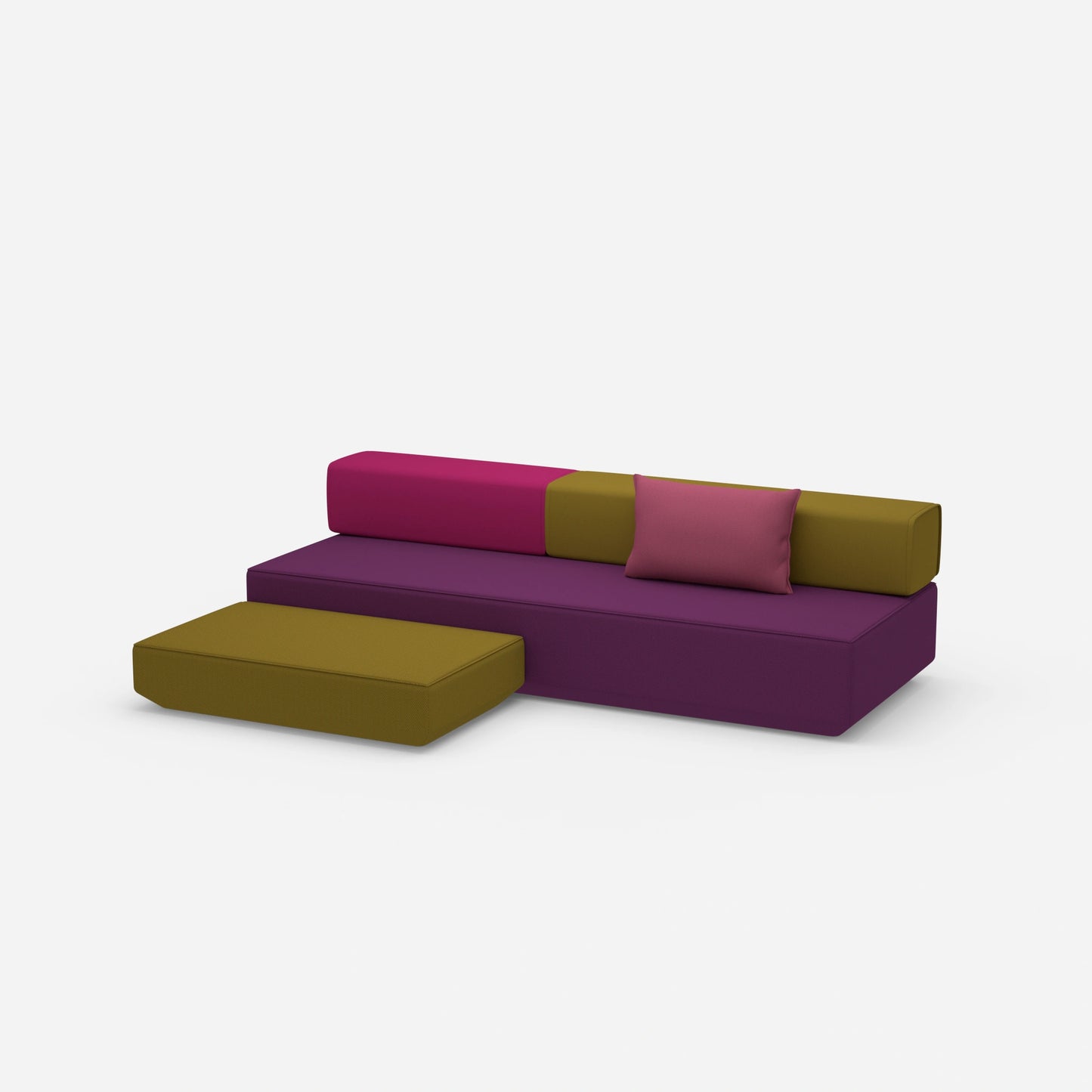 Canapé-lit pouf vu de côté