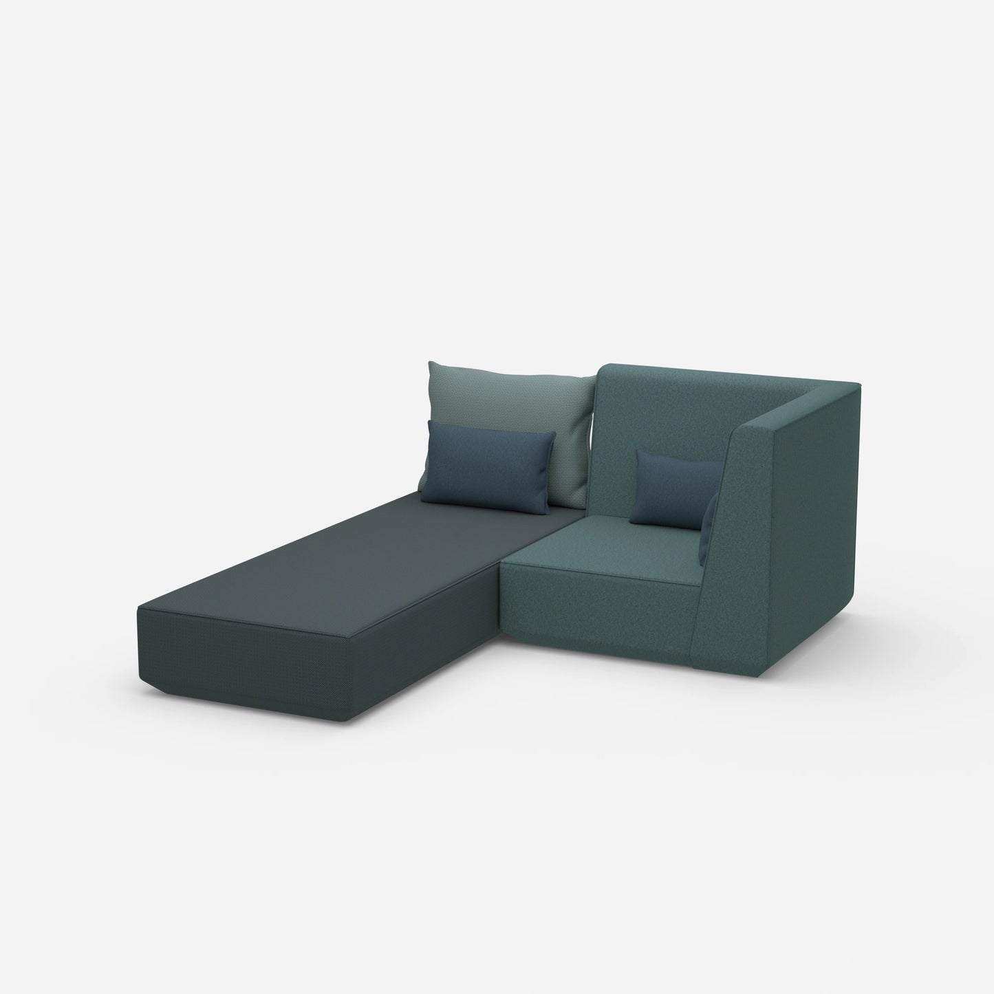 Canapé-lit avec fauteuil vu de côté