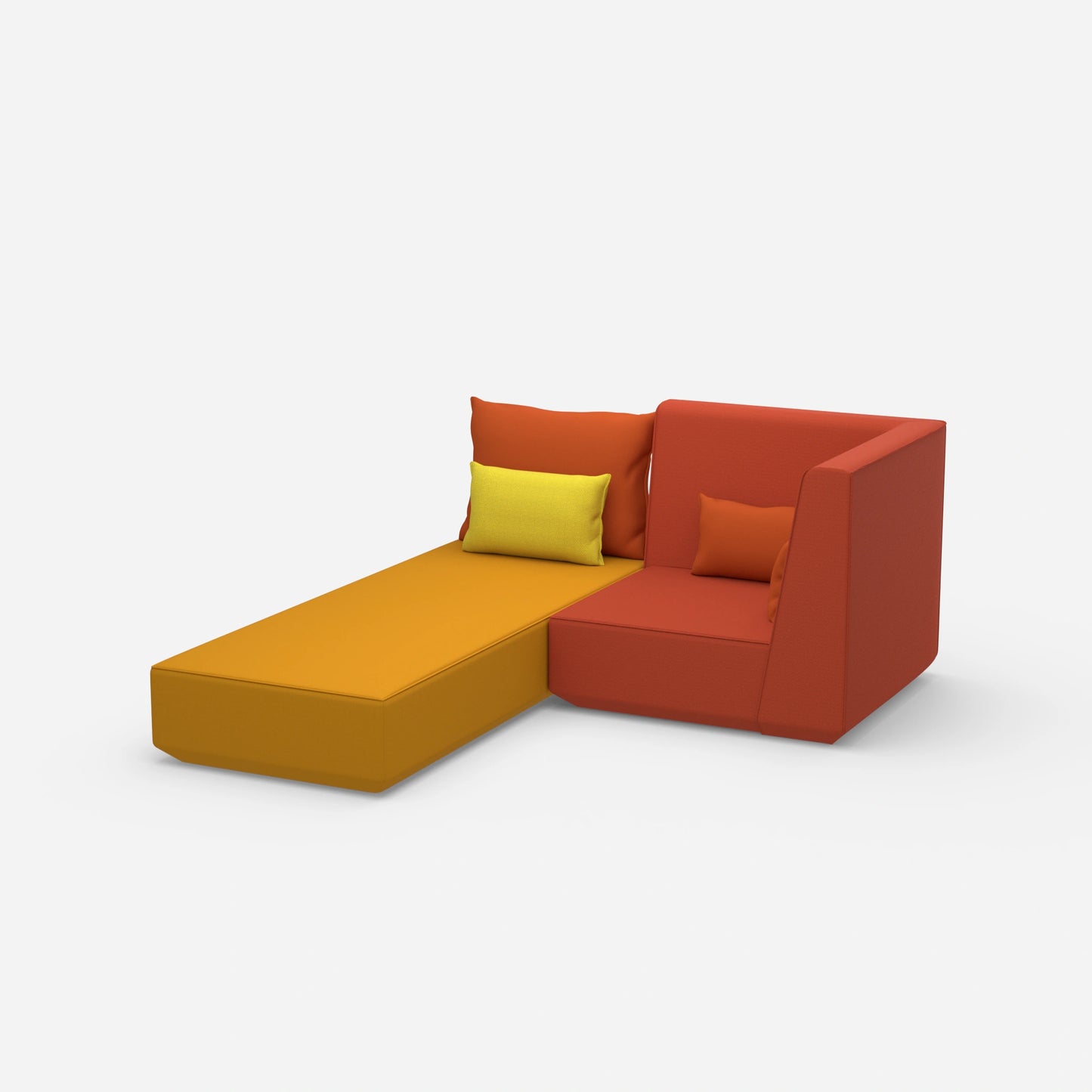 Canapé-lit avec fauteuil vu de côté