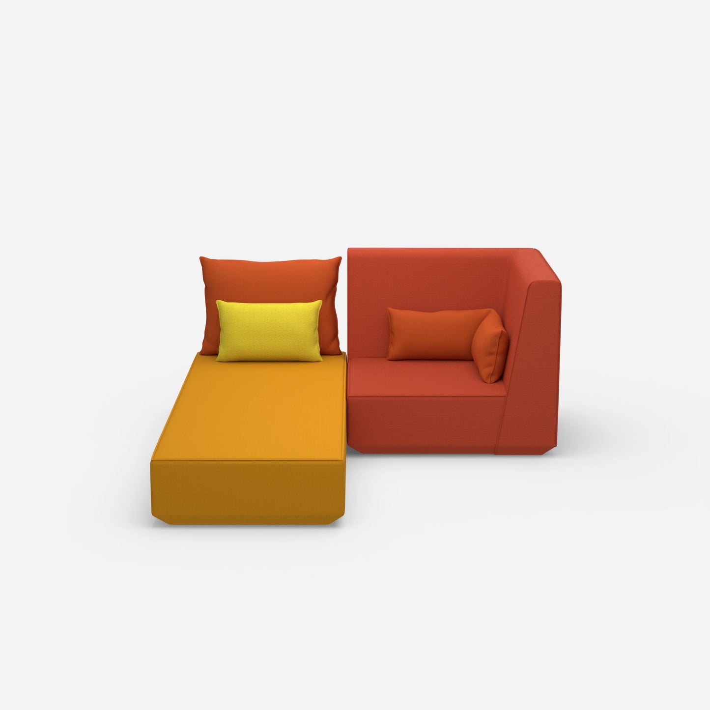 Canapé-lit avec fauteuil vu de face