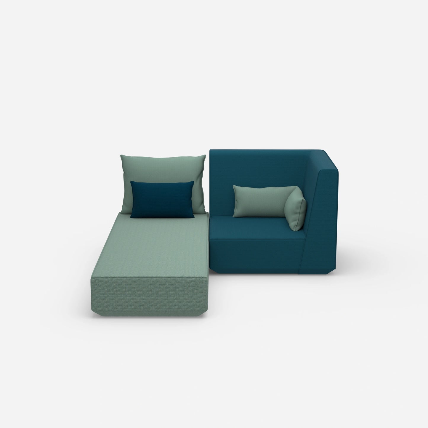 Canapé-lit avec fauteuil vu de face