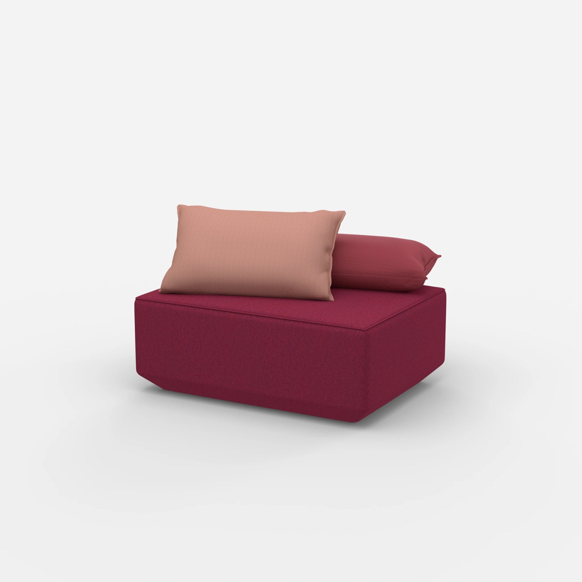 Pouf rose vu de côté